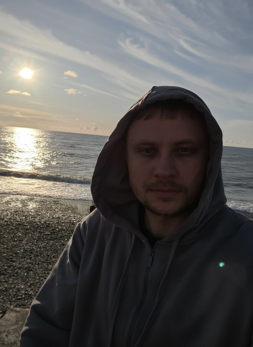 Морской берег встречает после снежных приключений